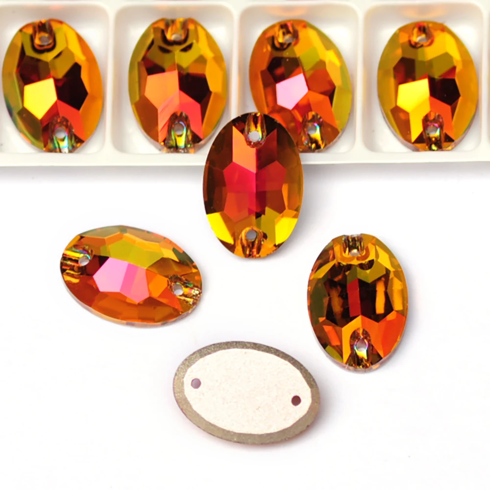 PUBRILEX K9 Glas-Aufnäh-Oval-Strasssteine Flache Diamanten Großhandel Dekorationssteine zum Nähen für Kleidung und Taschen – Detail 3