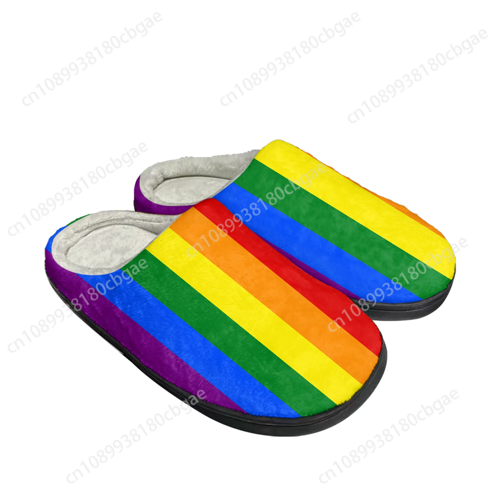 

LGBT ocmogic Pride rainbow Home Cotton Slippers Mens Womens Plush Bedroom Casual Keep Warm Shoes Indoor Customized Shoe