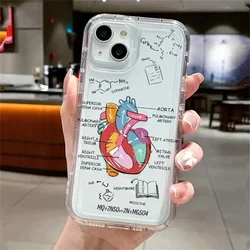 Formula Heart Transparent Phone Case For iPhone 16 11 12 13 14 15 Pro Max Mini Plus XS X XR Max 7 8 SE 3 Airbag Anti-Drop Cover