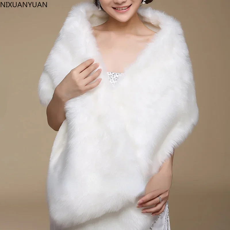 Shrugs for Women Fur Shawl Faux Fur Coat Cloak Bride Bolero Mariage Wedding Accessories Women\'s Cape Bridal Robe Winter Weddings