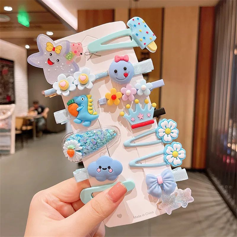 Children\'s Cartoon Animal Flower Bow Hairpin Candy Color Girls Hairpin Set Princess Baby Hair Accessories Set