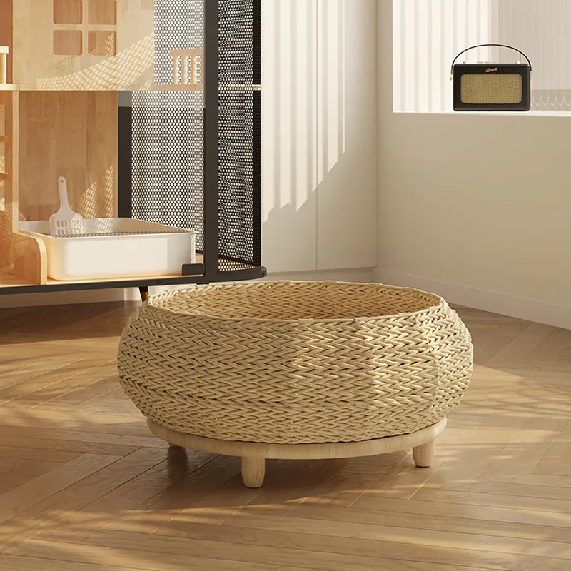 Cama redonda tejida a mano para gatos y perros: colchoneta - imagen 2