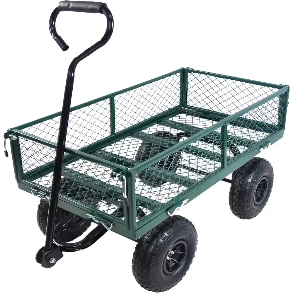 Garden Dump Cart - Large Capacity, Removable, Sturdy, Green, Outdoor Use