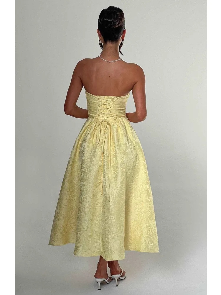 Articat Elegant Strapless Tight High-end Satin Long Dress Women Sexy Sleeveless Backless Female Bodycon Party Evening Vestidos
