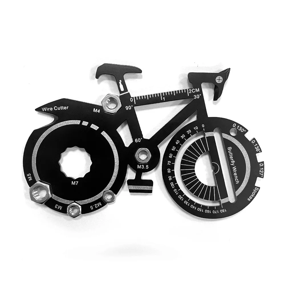 20 In 1 Bicycle Multitool Card Survival Gadgets Keychain Utility Pocket Tool Multifunctional Outdoor Camping Tool