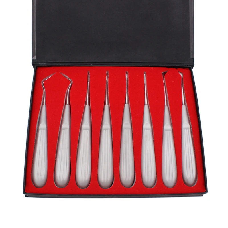 8pcs/Set Stainless Steel Dental Luxating Lift Curved Root Elevator Dentistry Surgical Screwdriver 8pcs/Set Stainless Steel Denta