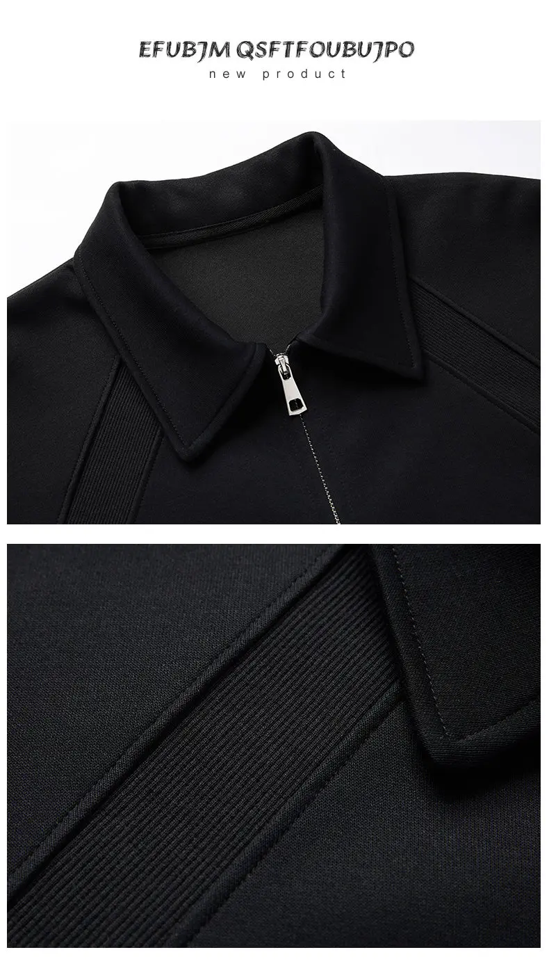 Men's Casual Double Head Zipper Sweatshirt Solid Color Turn-down Collar Loose Fit Autumn 360gsm Comfortable Sweatshirt