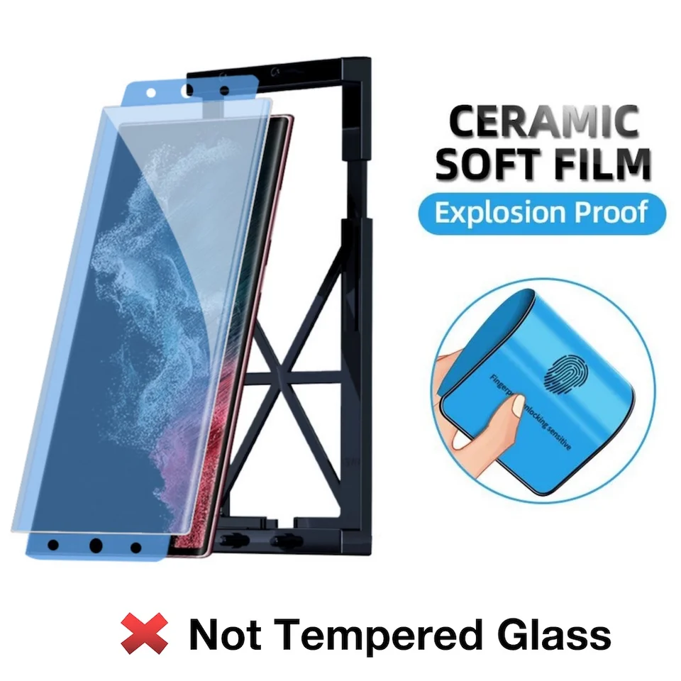 Para Samsung Galaxy S25 S24 S23 Ultra S22 S21 S20 S10 S9 S8 Note 20 10 9 8 Plus, protector de pantalla con kit de instalación, no de vidrio 3