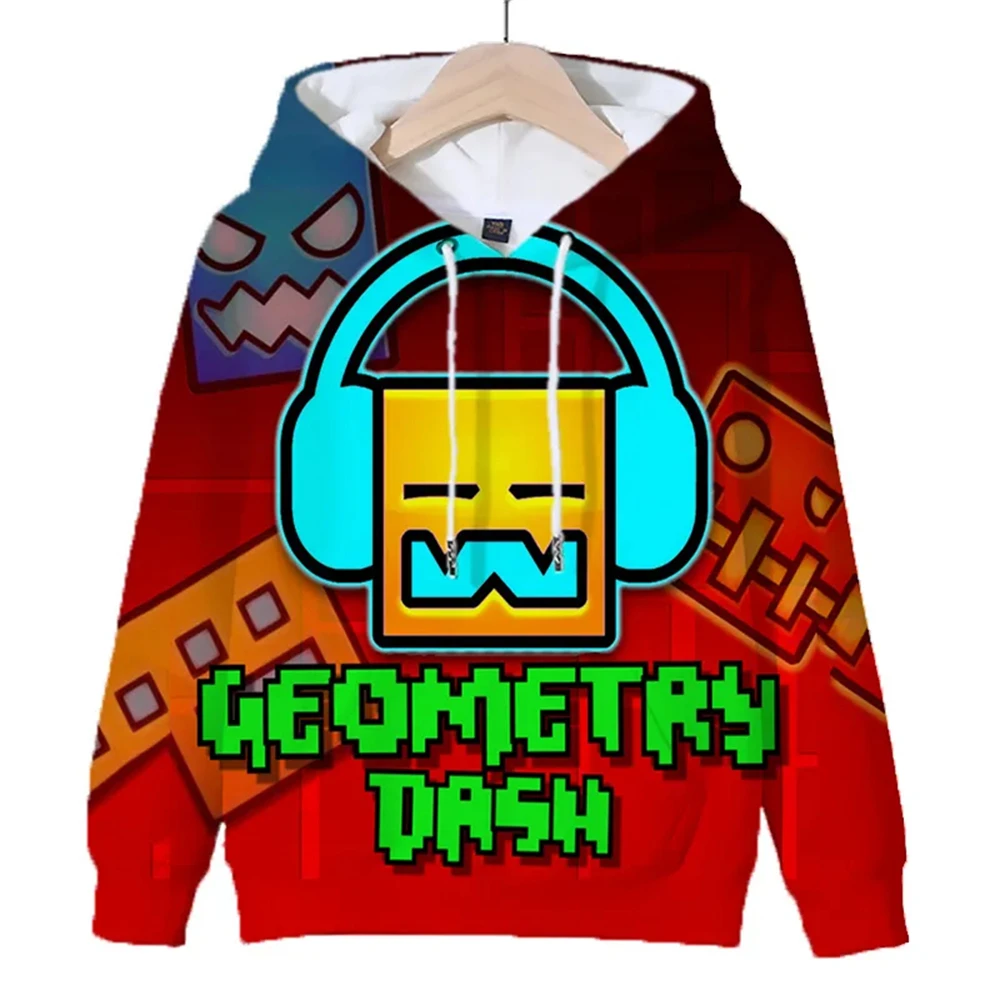 Kids Geometry Dash Hoodies 3d Printed Cartoon Game Girls Boys Hoody Sweatshirts Children Pullovers Coat