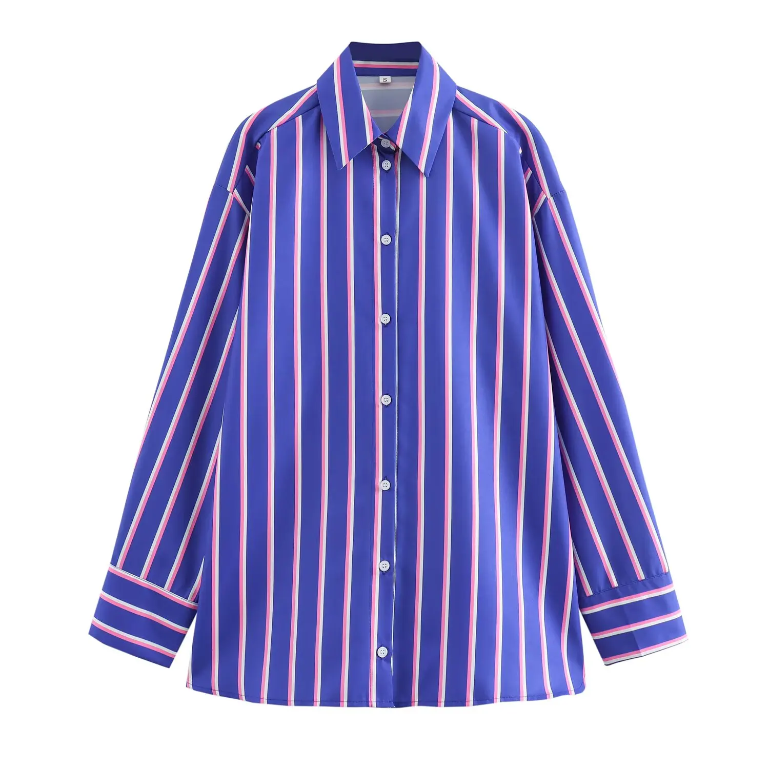 

2025 New Women's Clothing European and American Style Fashionable Striped Loose Lapel Long Sleeve Shirt