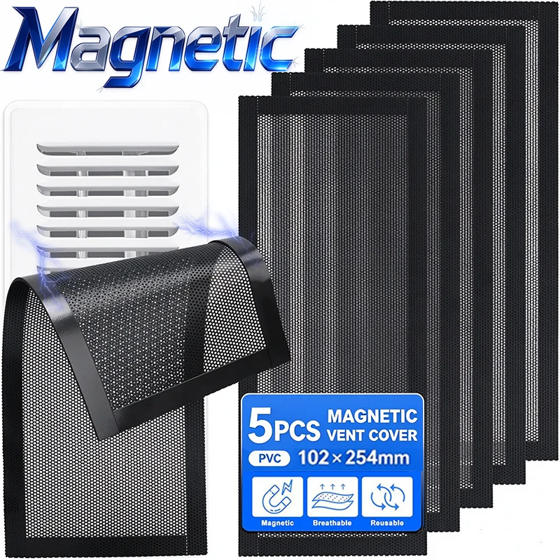 1/5PCS Dustproof Mesh Magnetic Floor Vent Cover Reusable PVC Air Vent Filter Screen Ceiling Air Conditioning HVAC Vent Register