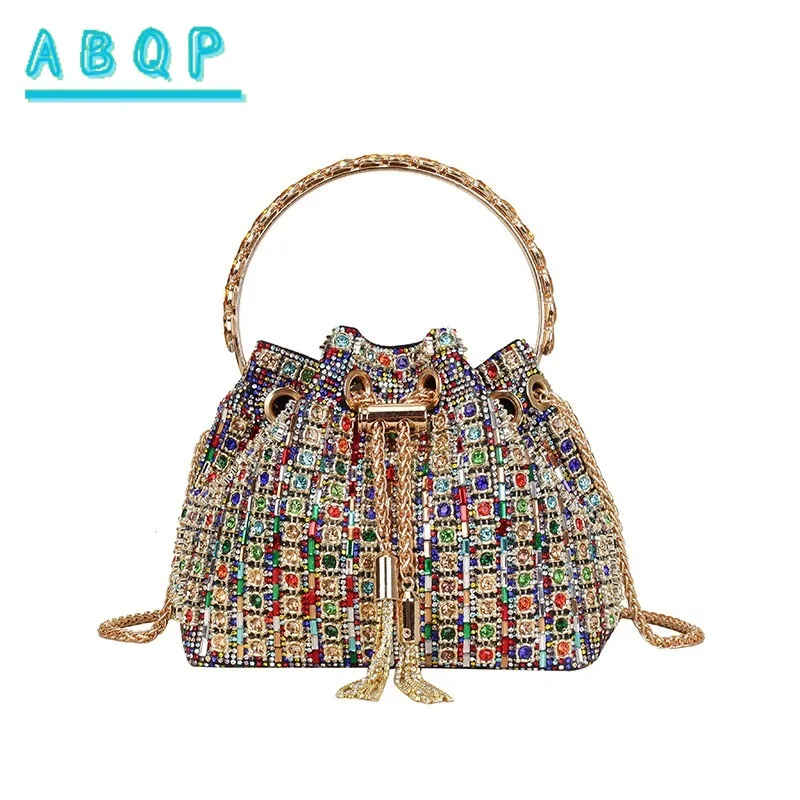 

Fashion Shoulder Bag Diamond-encrusted Dinner Bags 2025 New Women's Versatile Fringed Drawstring Bucket Bag