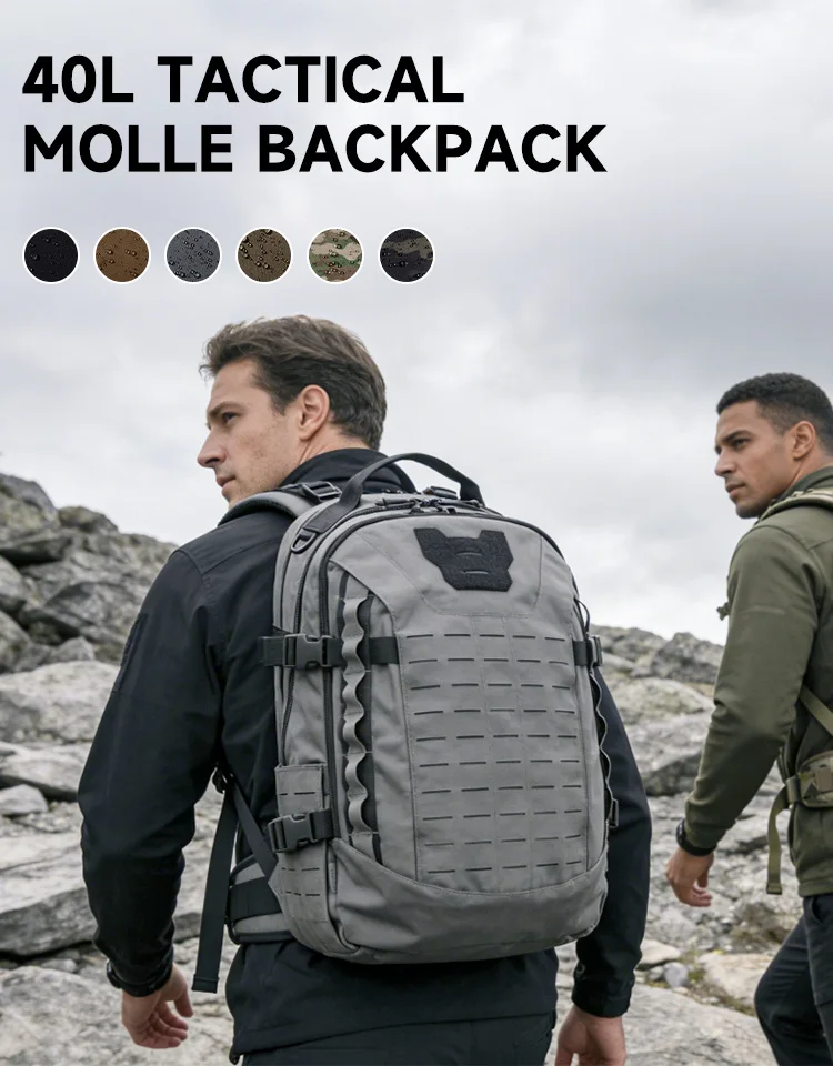 Taktischer Rucksack 44L MOLLE Outdoor EDC Wanderrucksack Camping Reisetasche Herren Jagdtaschen mit Hüftstütze – Detail 2