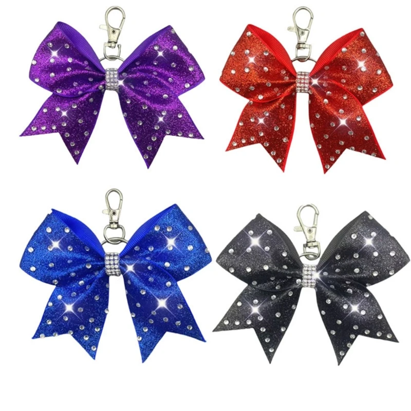 10pc Multi Functional Decorative Pendant Keychain Feature Bowknot Rhinestones E0BF
