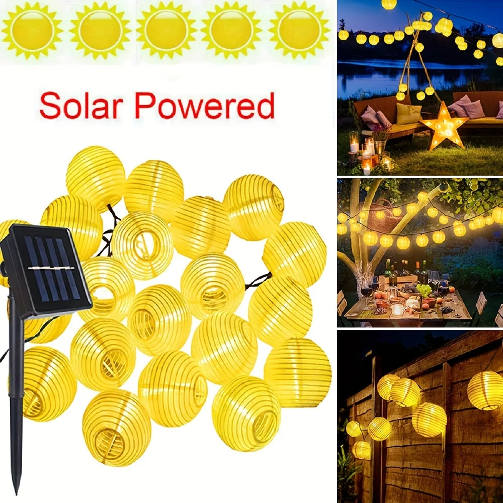 Solar Outdoor Lantern String Lights Waterproof LED Fairy Lights 8 Modes DIY Garland Light For Garden Wedding Christmas Decor