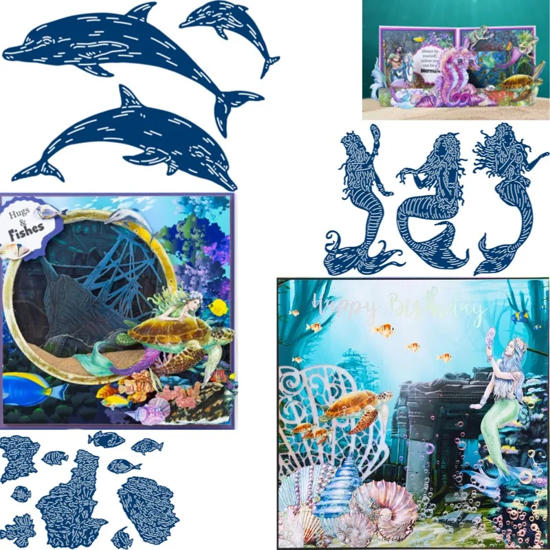 Derivas de algas marinas con el movimiento del agua en el océano, troquel de corte de Metal, reserva de chatarra, decoración DIY, novedad de 2025