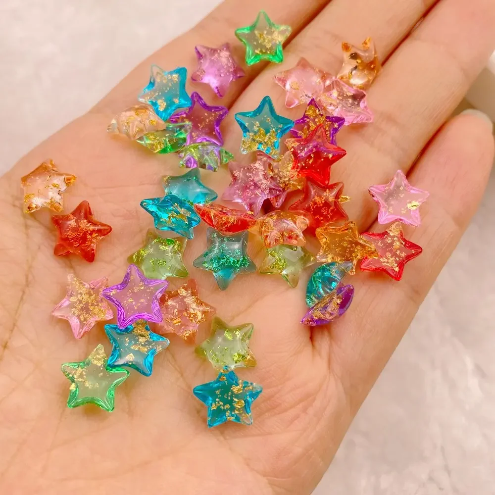 50Pcs New Cute Resin Mini Colorful Sparkling Star FlatBack Cabochon Ornament Jewelry Making Manicure Hairwear Accessories