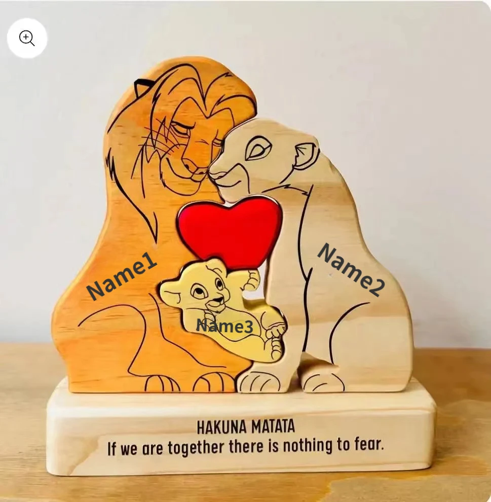 Personalizada Lion Family Puzzle, nomes personalizáveis, presente perfeito para aniversários de casamento, decoração de casa única, venda quente, 2024