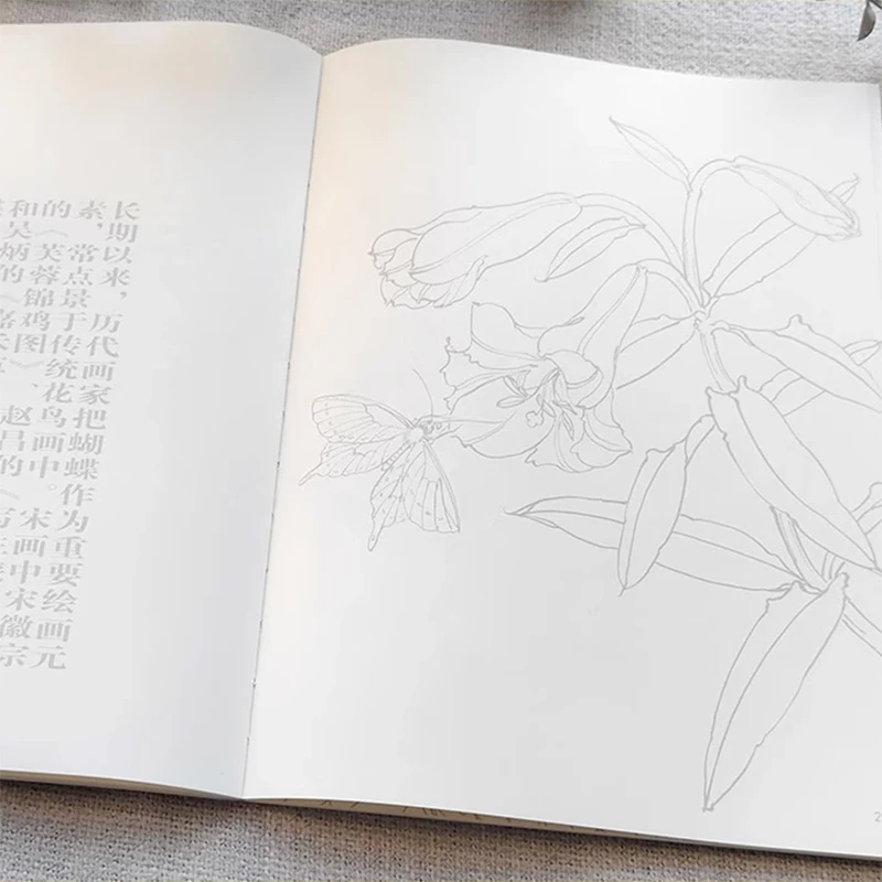 Imagem -04 - Série de Desenho de Linha Tradicional Chinesa: Livro para Colorir de Flores e Pássaros Auspiciosos para Adultos Crianças Livro de Pintura de Arte de Relaxamento