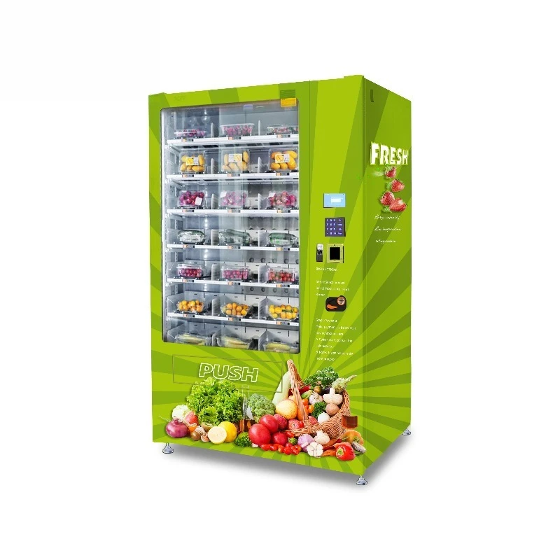 Máquina de Venda Personalizada, Máquina de Venda de Frutas Frescas com Função de Refrigeração, com Elevador e Correia Transportadora
