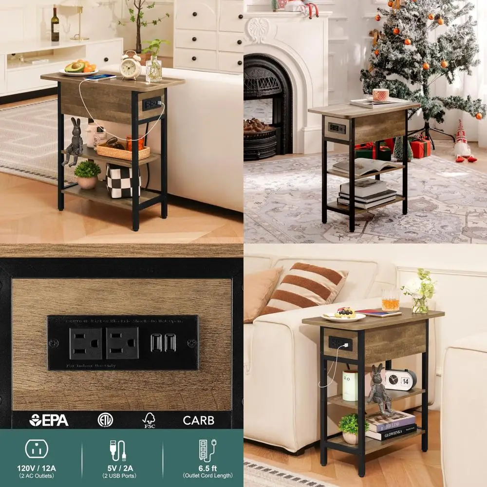 

Современный приставной столик с USB-портами и розетками для гостиных и небольших комнат