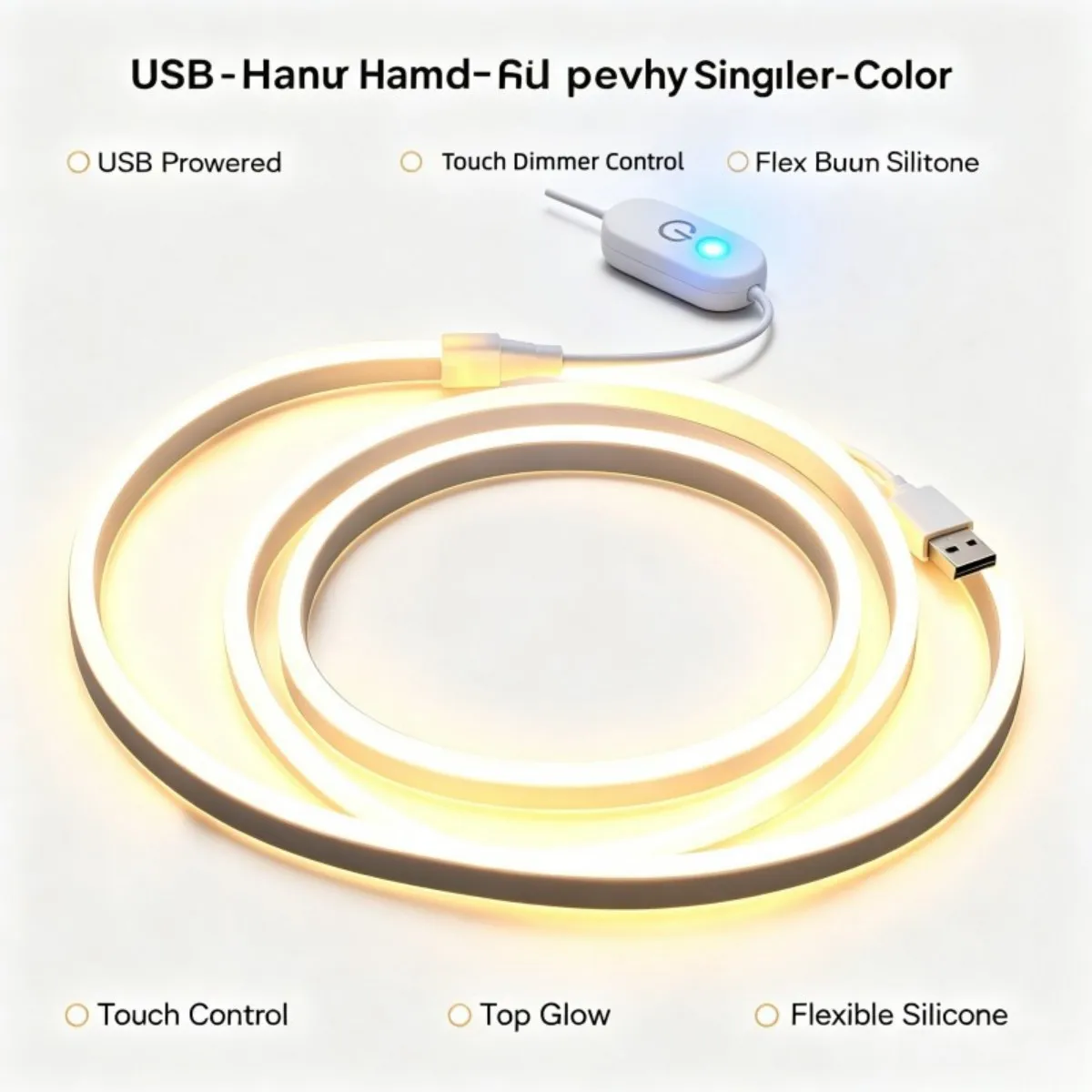 USB Flexible Silicone LED Strip Light DC5V  Touch Dimming Indoor Outdoor Bedroom TV Background Decorative Lighting