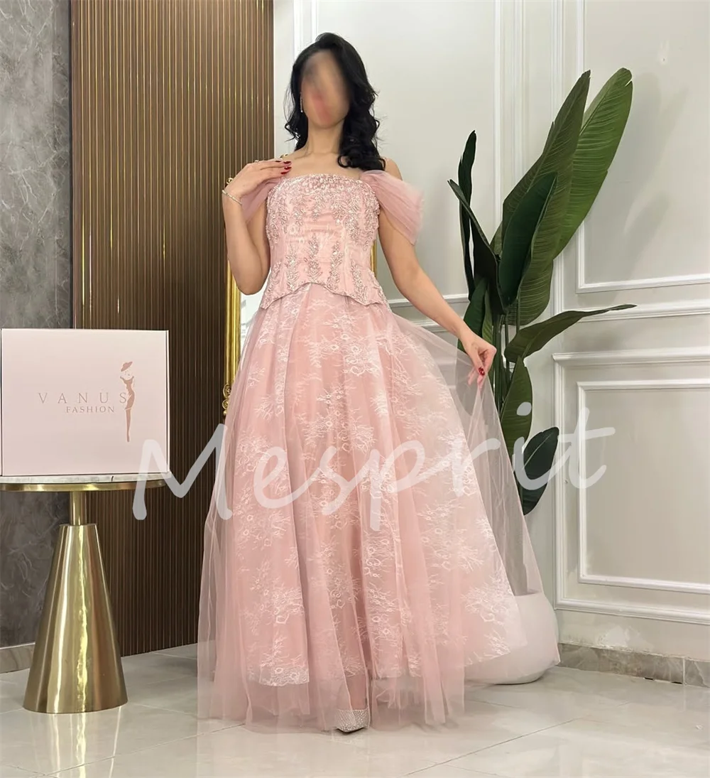 Customized Matching Tulle Pleat Lace A-line Off-the-shoulder Long Bespoke Occasion Prom Dresses Chinese Style
