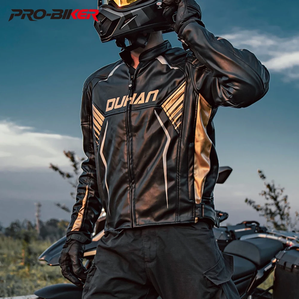 

DUHAN Moto Leather Jacket Winter Warm Motorcycle Leather Jacket Windproof Reflective Motorcycle Jacket PU Leather Anti Fall