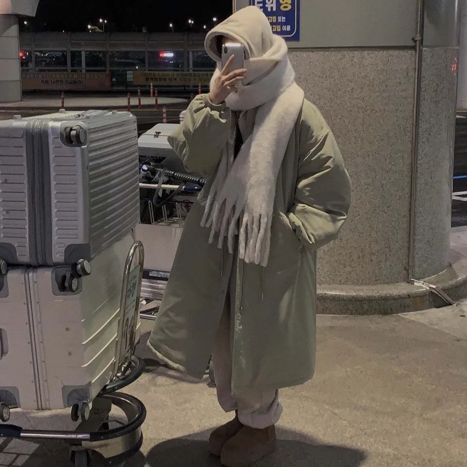 Cappotto Parka in cotone Thiened Colletto alla coreana retrò da donna Vestibilità ampia Vita con coulisse Capispalla in cotone Jaet Primavera Autunno Inverno