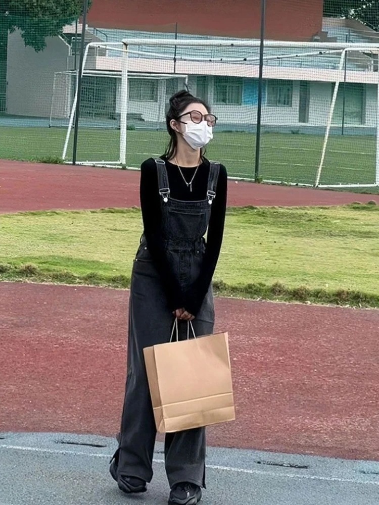 

Модные женские джинсовые комбинезоны с разрезами, свободного прямого кроя, цельные брюки, весна-осень, дизайнерский стиль