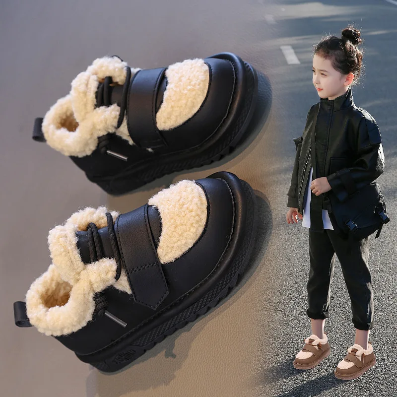 Toddler Plush Cotton Shoes Warm Kids Winter Casual Furry Shoes Girl Boy Anti-slip Soft Sole Kids Snow Shoes Fashion Sneakers