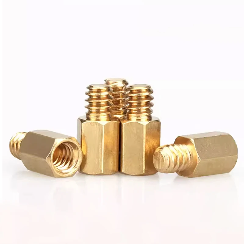 20/50/100pcs UNC #6-32x6.4+4mm Brass Motherboard Standoffs For Atx Computer Case Motherboard Female Male Standoff Spacer - view 5