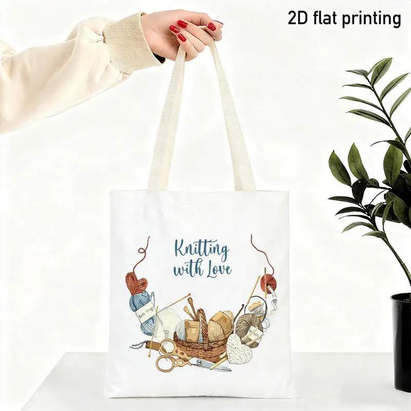 A durable tote bag with a watercolor-style knitted design，Printed comfortable yarn with artistic tool patterns，Very suitable for