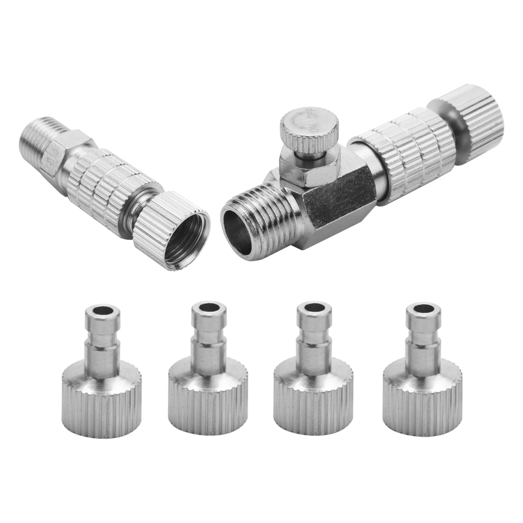 8Pieces Airbrush Adapter Set Airbrush Quick Release Coupling Disconnect Adapter Kit for Air Compressor and Airbrush Hose