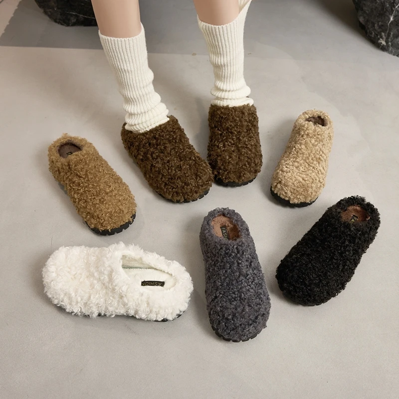 Women's Thick-Soled Fleece Slip-On Slippers for Winter