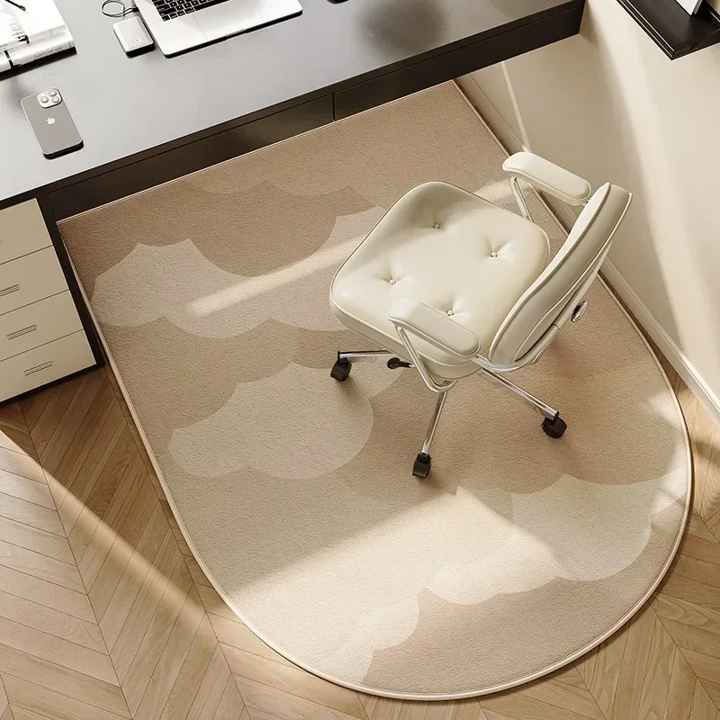 Modern Simple Beige Bedroom Study Carpet Line Design Computer Chair Rug Special Corrugated Pattern Dressing Table Non-slip Mat