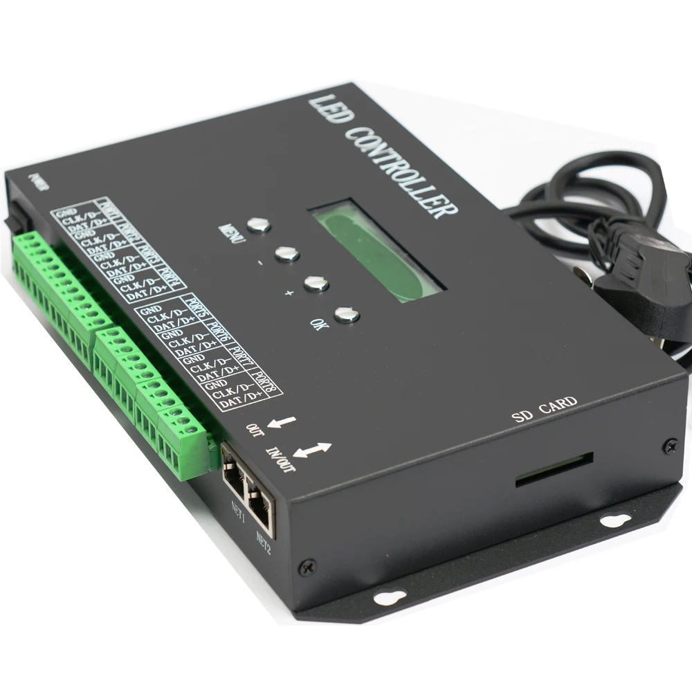 Imagem -03 - Madrix Artnet para Spi Ethernet Led Pixel Controller T300k Pro Dmx512 pc Online Via Cartão sd Portas 8192 Ws2811 dj Stage