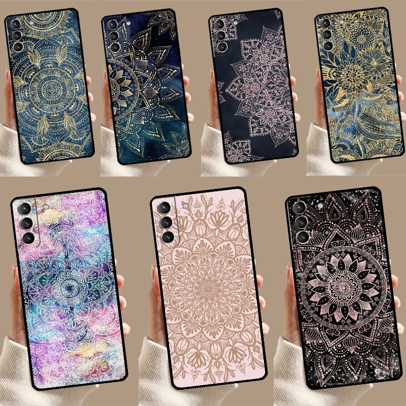 Indian Pattern Mandala Case For Samsung Galaxy S24 Ultra S23 S22 S21 S20 FE Note 20 S8 S9 S10 Note 10 Plus Cover