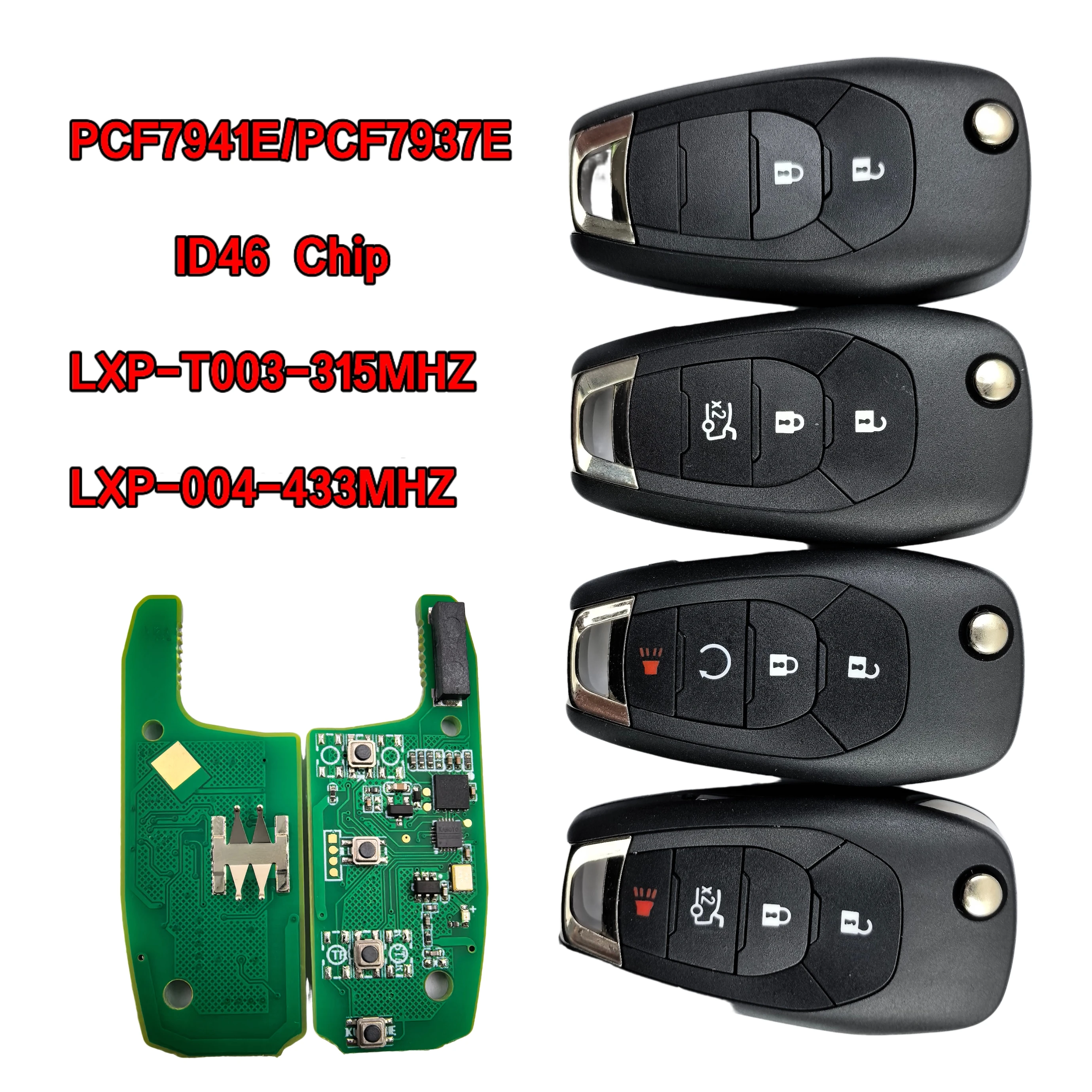 LXP-T003-315MHZ LXP-T004-433MHz 2/3/4B PCF7937E ID46Chip Fernbedienungs-Klappschlüssel für Chevrolet Cruze Trax Sonic Spark Colorado 2016-2021 – Detail 1