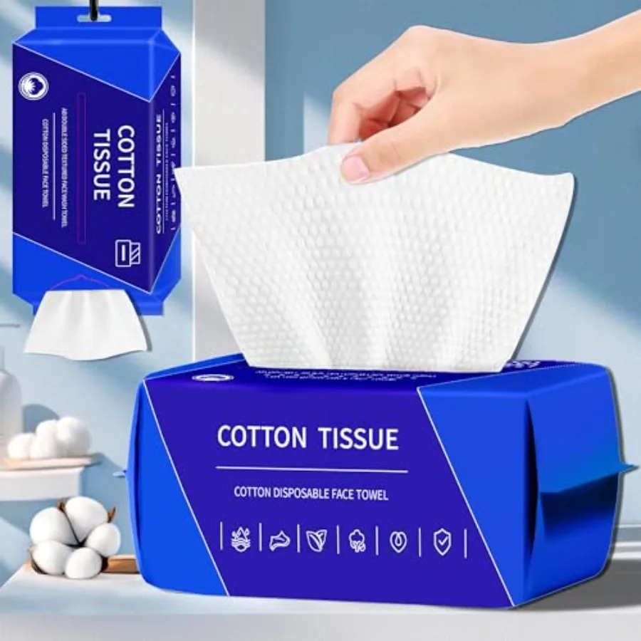 Disposable face towel, Ultra Thick face towels, Face towels disposable, Lint- free Facial Tissue, Skincare and Makeup Remover