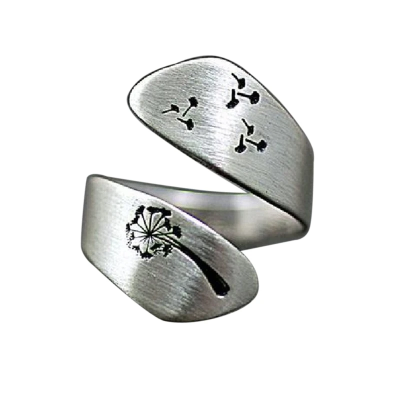 Wrap Open Rings Joint Rings Adjustable Band Ring Silver Dandelion Jewelry Ring Christmas Gift for Women Girls Mom Wife