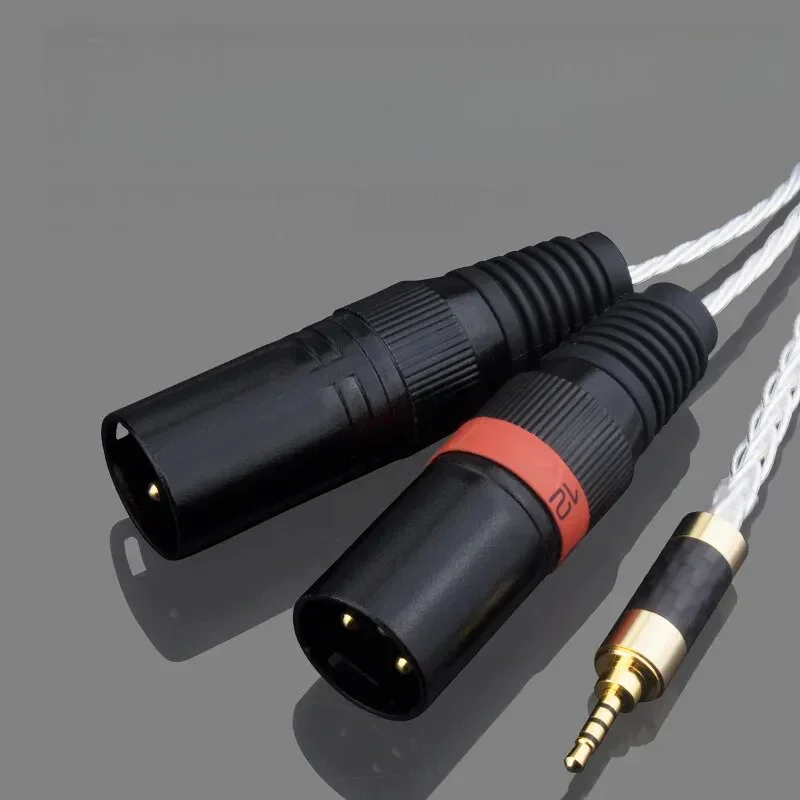 Yyaudio equilíbrio de alta fidelidade 2.5mm para 2 xlr macho 3 pinos cabo de áudio canare com anel magnético para mp3 pha2a wm1a 1z zx300a dac amp