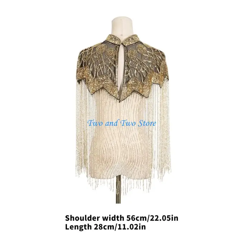HX6F Luxurious Handmade Shawl Long Tassels Capelet Photography Studio Essential