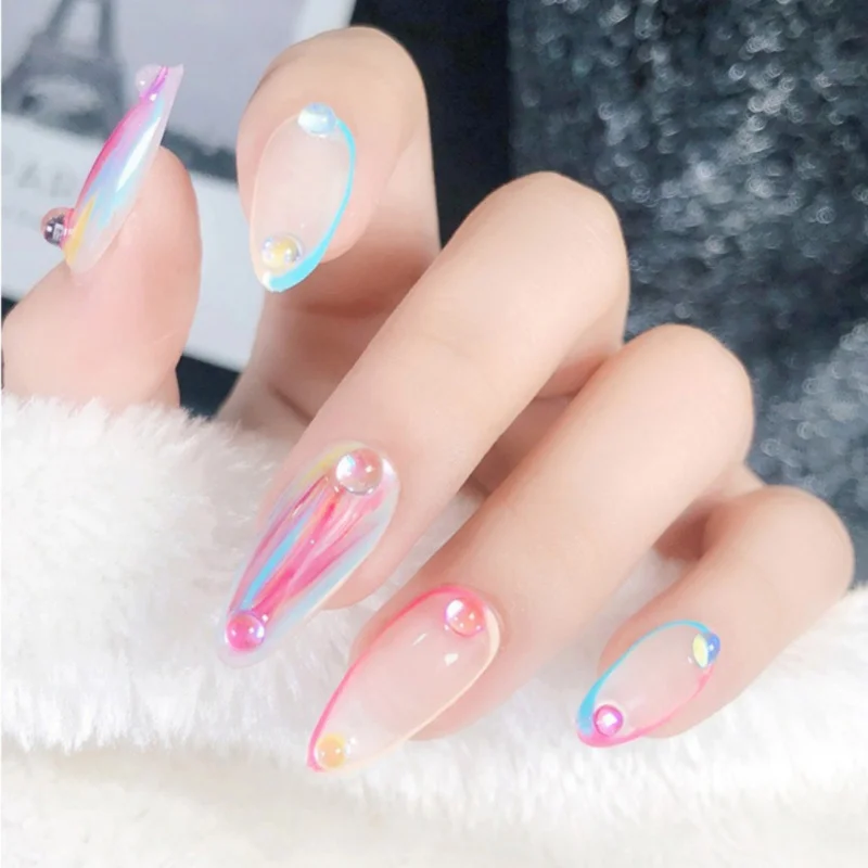 100 pezzi di perline per unghie a forma di sirena color caramello, strass in vetro con retro piatto bianco blu iridescente per decorazioni per unghie, scarpe e vestiti fai da te