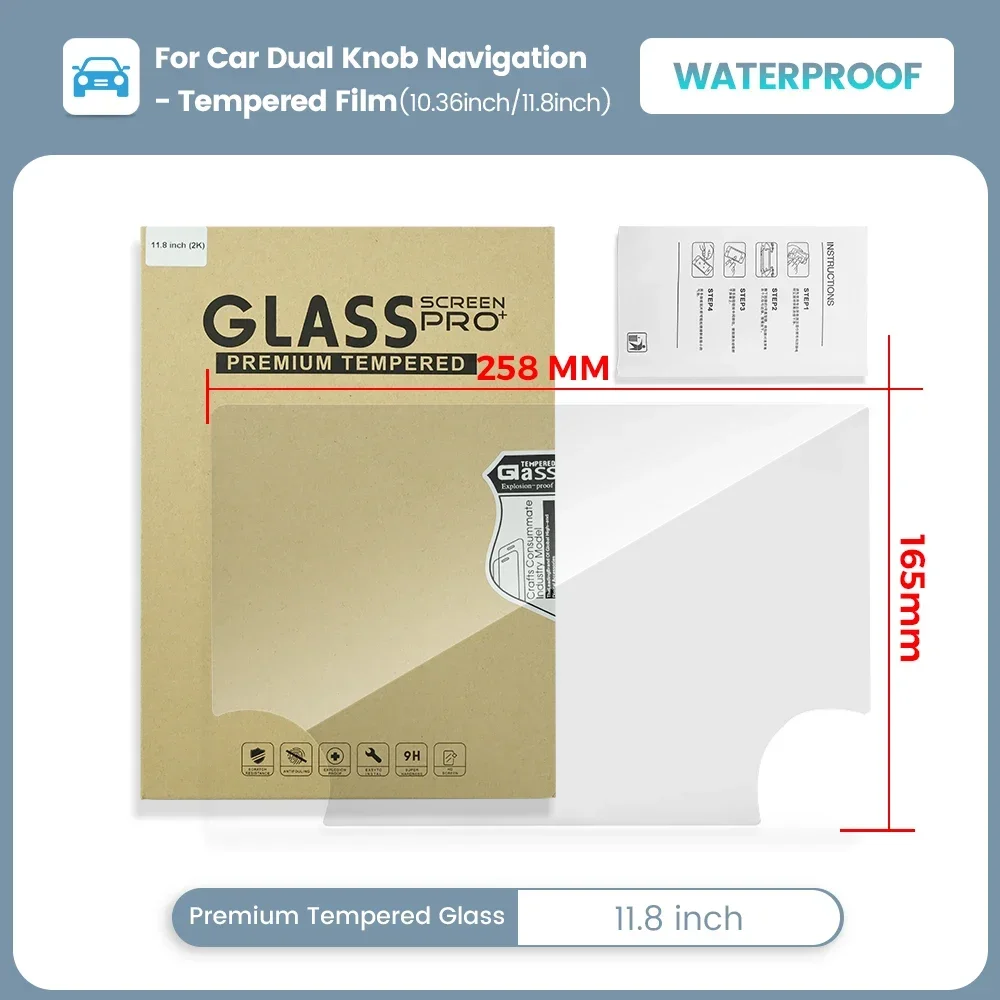 

Protective Film Tempered Glass for 11.8 / 10.36 Inch Radio Stereo DVD Touch Full LCD Screen for Dual Knobs Radio Car Accessories