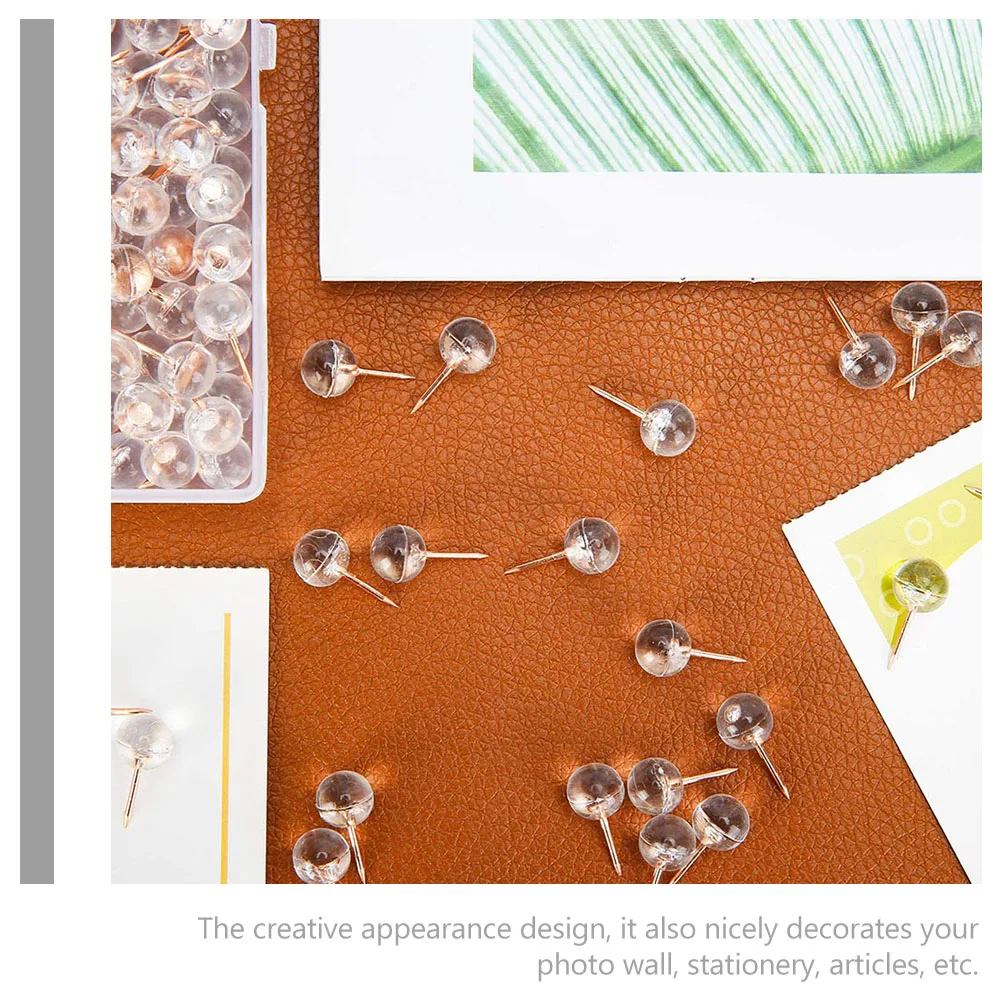 

50pcs Transparent Pushpins Decorative Pins Round Plastic Thumbtacks Office Accessories Ball Shaped Map Markers Daily