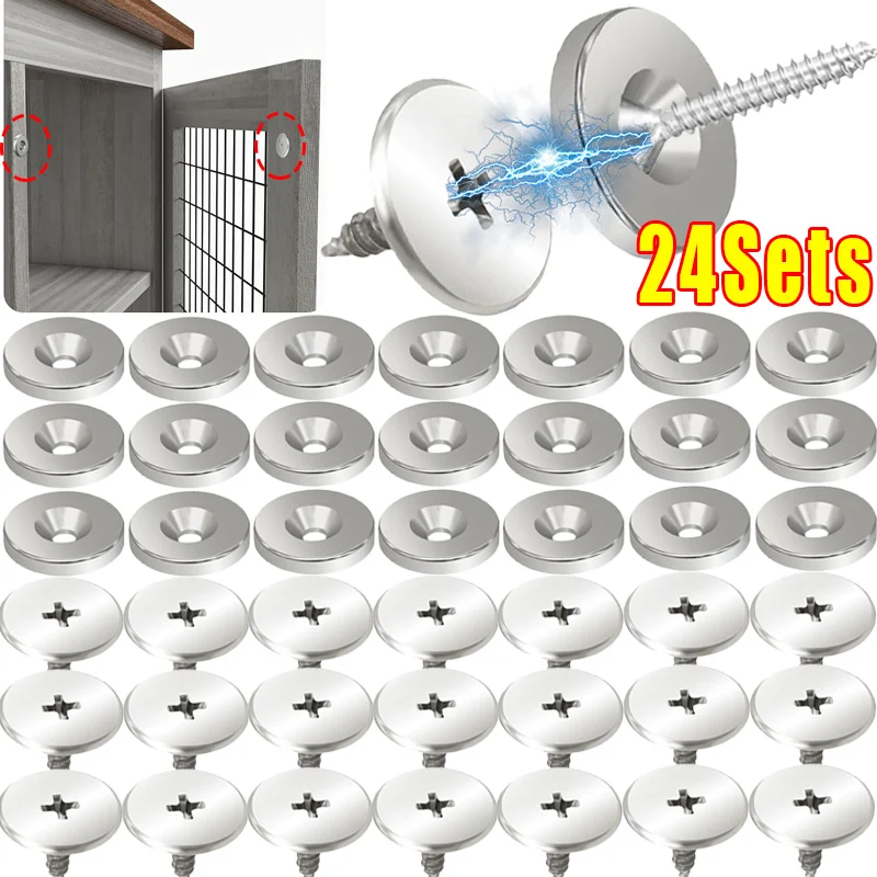 

Strong Magnetic Cabinet Snaps Cupboard Door Magnet Clasps with Screws Wardrobe Seal Snap Furniture Door Fastener Hidden Latch