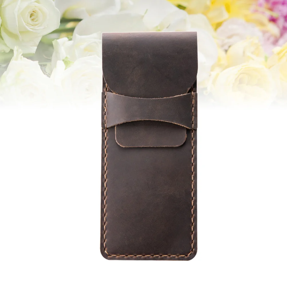 Pen Case Brown Handmade Pouch Holder For Office School Pen Storage Bag Protective Sleeve Desk
