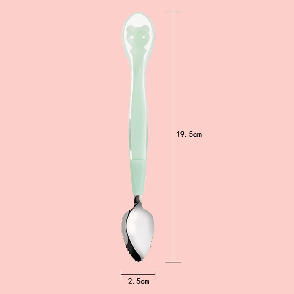 フルーツベビーフードスプーン両端シリコン給餌ツール子供用高品質304ステンレス鋼柑橘類ミックスカラー