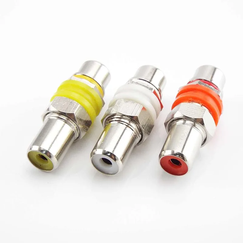 Nickel Plated Copper RCA Female to Female Connector Extend Adapter Dual Head AV Female Extension Plug Audio Video Connector 1pcs